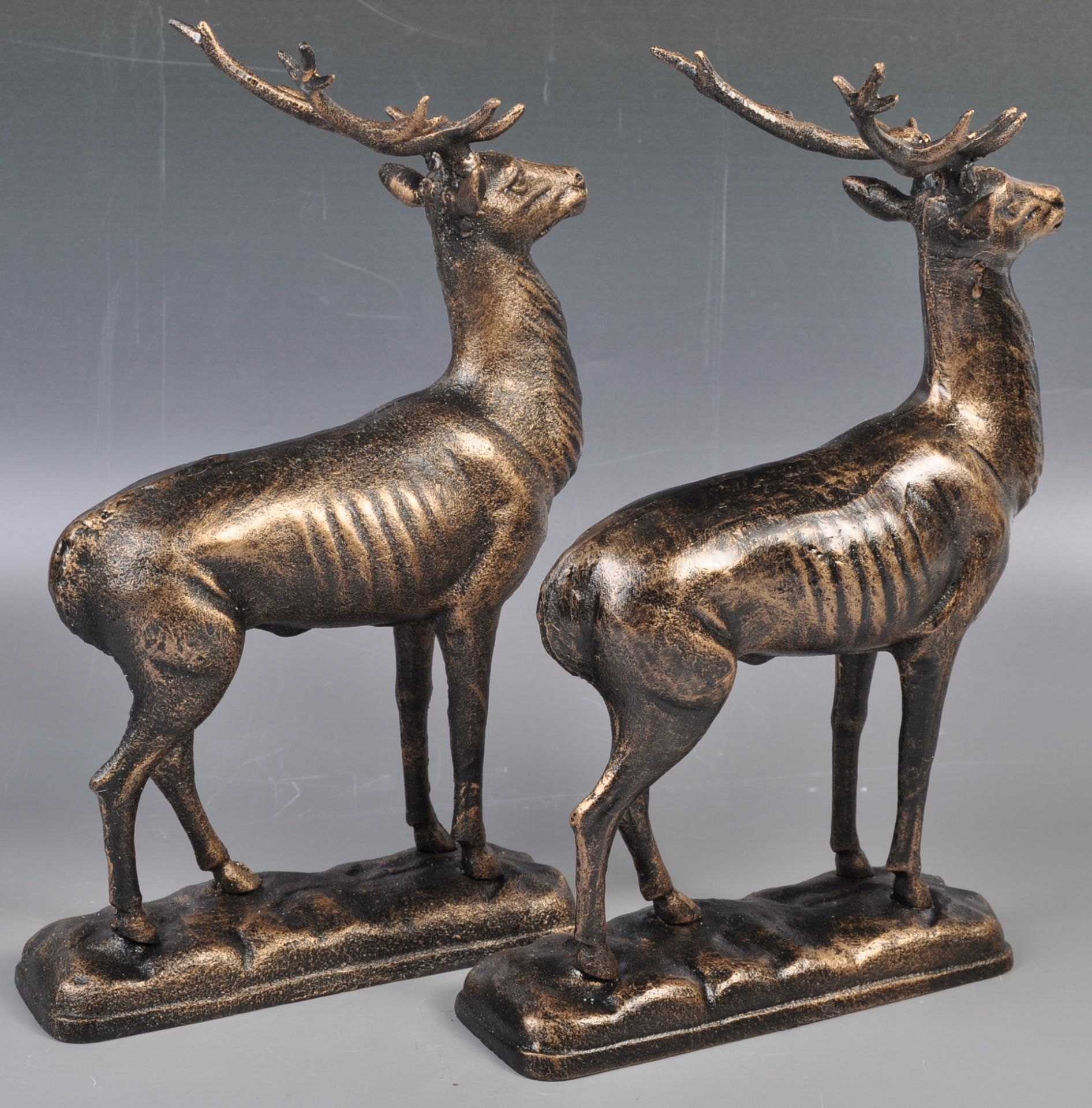 PAIR OF ANTIQUE STYLE FIGURES OF DEER / STAGS - Image 4 of 5