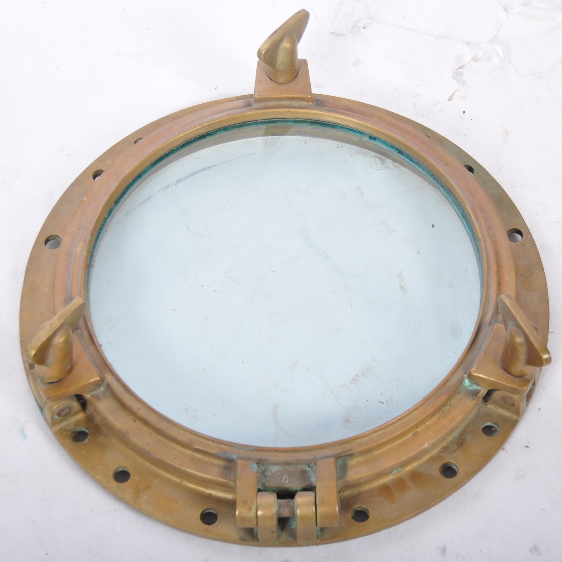 ORIGINAL LARGE BRASS FRAMED SHIPS PORTHOLE WINDOW