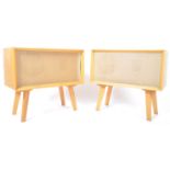 MATCHING PAIR OF MID CENTURY OAK CASED FREE STANDING SPEAKERS