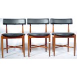 VICTOR B. WILKINS FOR G PLAN SET OF THREE TEAK FRAMED CIRCULAR DINING CHAIRS