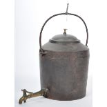 LATE VICTORIAN CAST IRON AND BRASS FIVE GALLON WATER BOILER