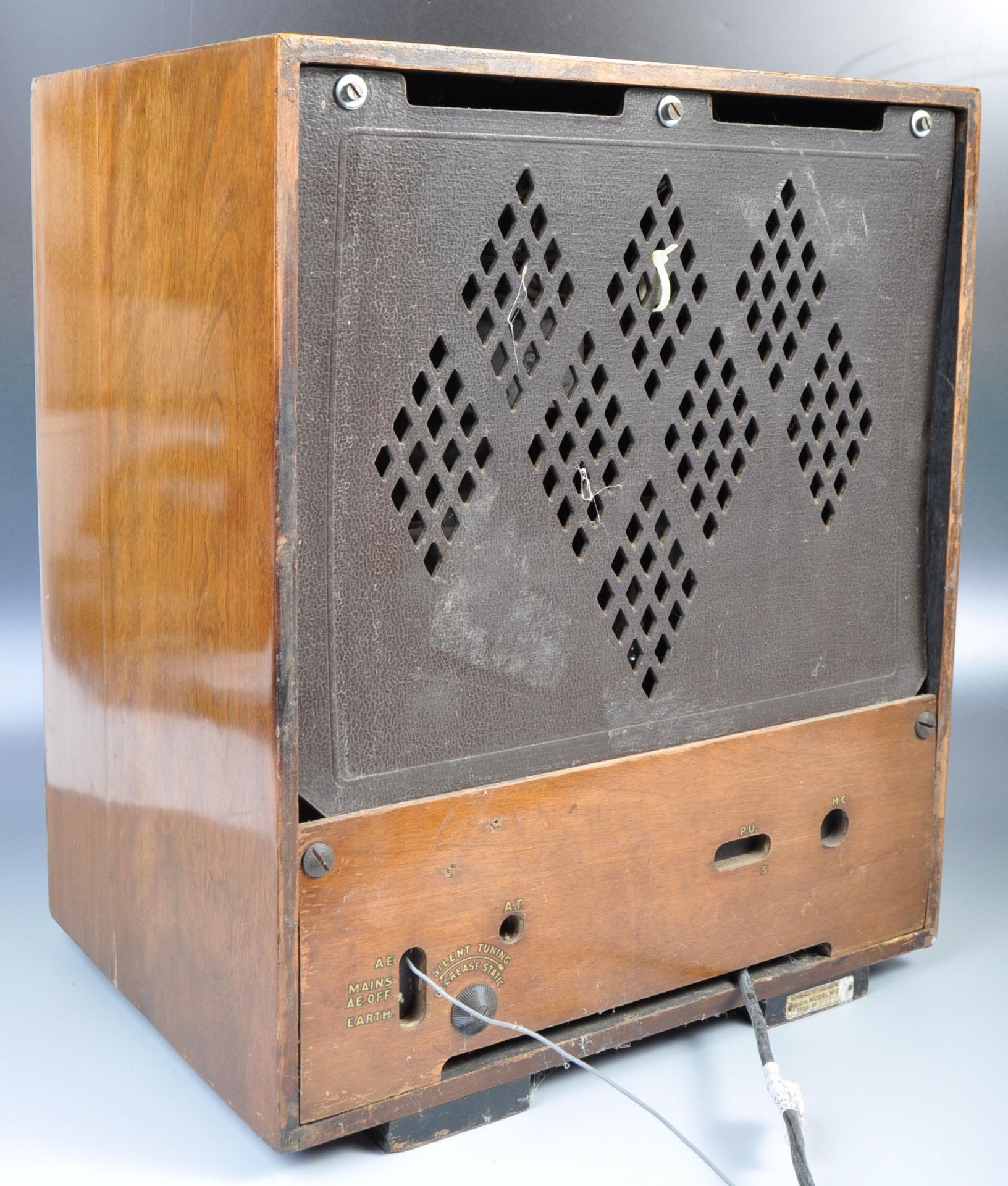 GUGLIELMO MARCONI EARLY 20TH CENTURY ART DECO WALNUT VALVE RADIO - Bild 7 aus 7