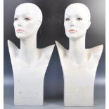 MATCHING PAIR OF VINTAGE POINT OF SALE SHOP DISPLAY MANNEQUIN HEADS