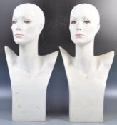 MATCHING PAIR OF VINTAGE POINT OF SALE SHOP DISPLAY MANNEQUIN HEADS