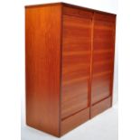 MID CENTURY MODERN DANISH OFFICE TWIN SECTION TAMBOUR SCROLL FILLING CABINET