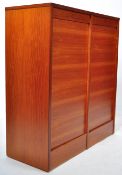 MID CENTURY MODERN DANISH OFFICE TWIN SECTION TAMBOUR SCROLL FILLING CABINET