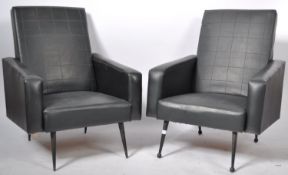 MATCHING PAIR OF ITALIAN 1960'S RETRO VINYL ARMCHAIRS