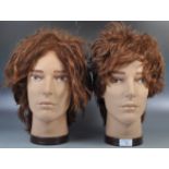 PAIR OF BANBURY POSTICHE MALE MANNEQUIN TRAINING HEADS