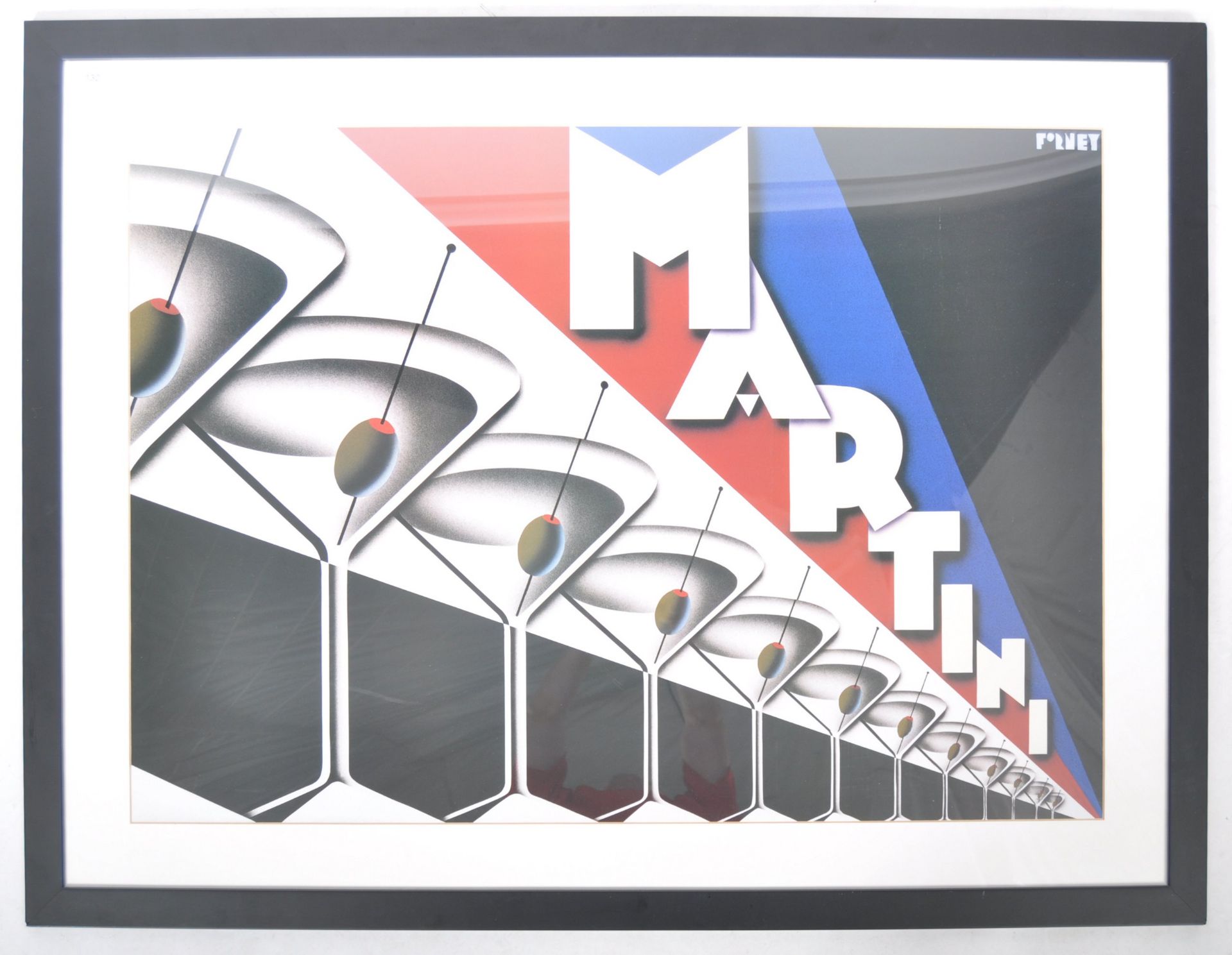 STEVE FORNEY FRAMED AND GLAZED MARTINI PRINT