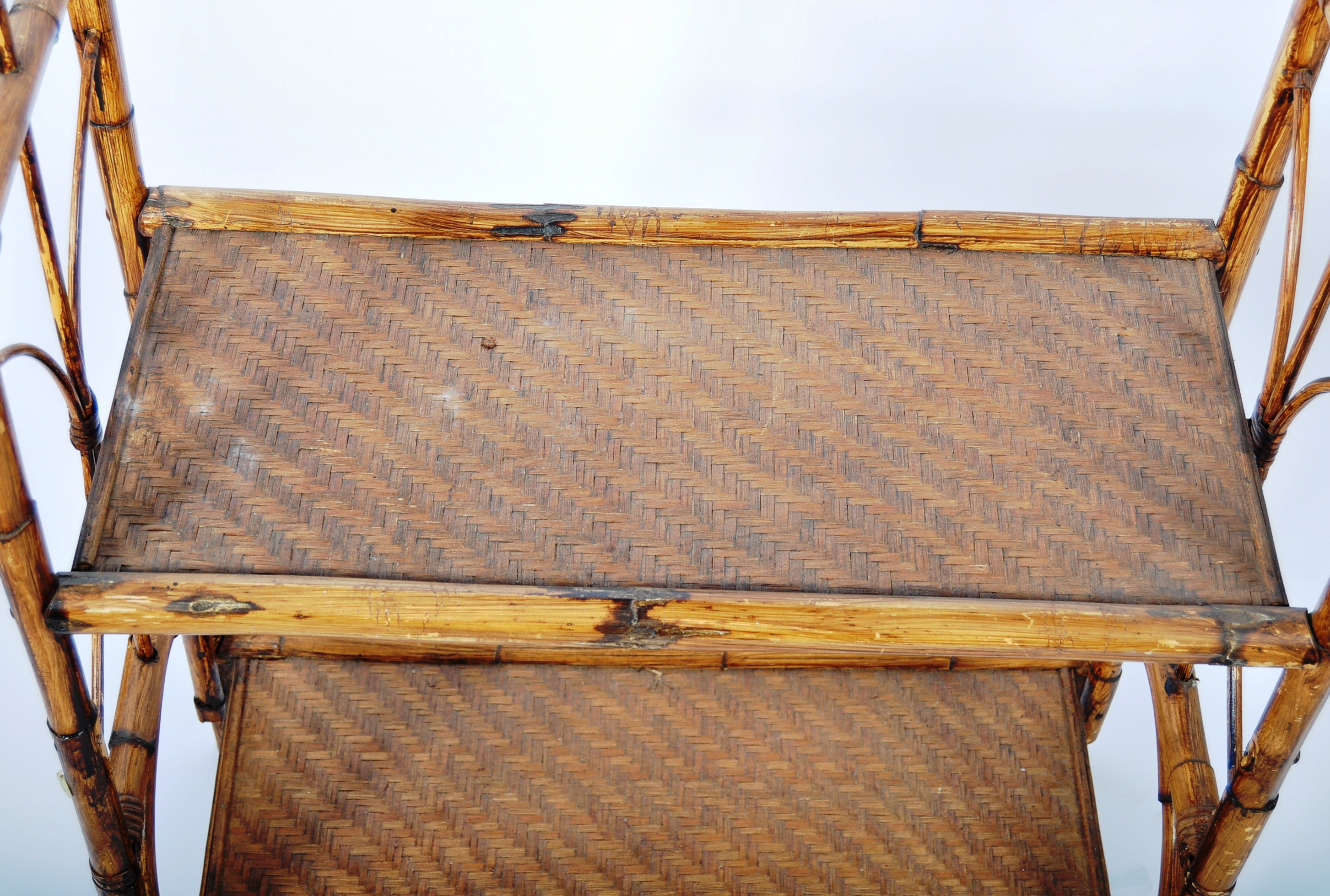 VINTAGE THREE TIER OPEN DISPLAY BOOKCASE OF BAMBOO CONSTRUCTION - Image 3 of 5