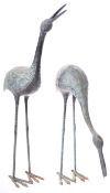 FANTASTIC PAIR OF WEATHERED BRONZE STORKS