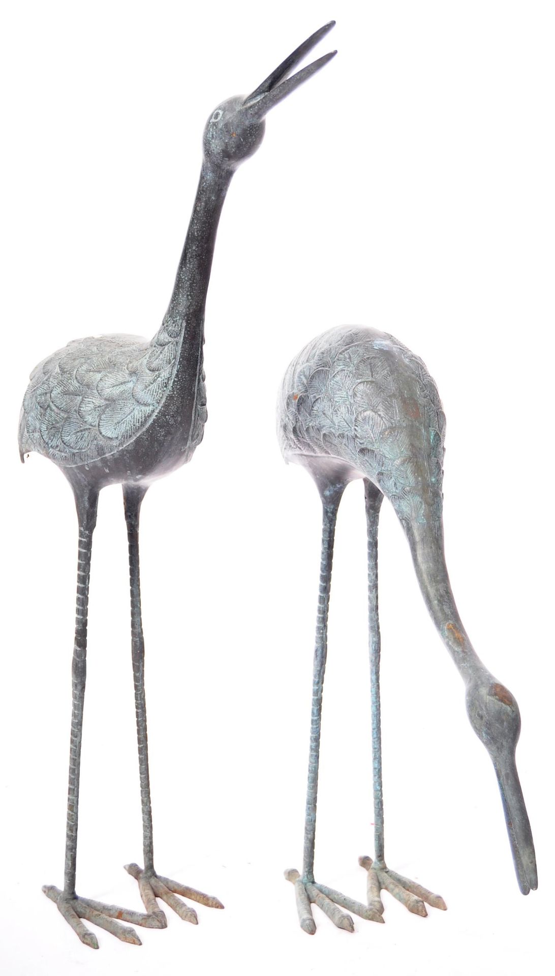 FANTASTIC PAIR OF WEATHERED BRONZE STORKS