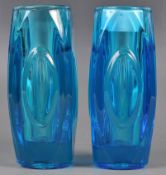 RUDOLF SCHROTTER SKLO UNION BLUE BULLET VASES