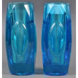 RUDOLF SCHROTTER SKLO UNION BLUE BULLET VASES