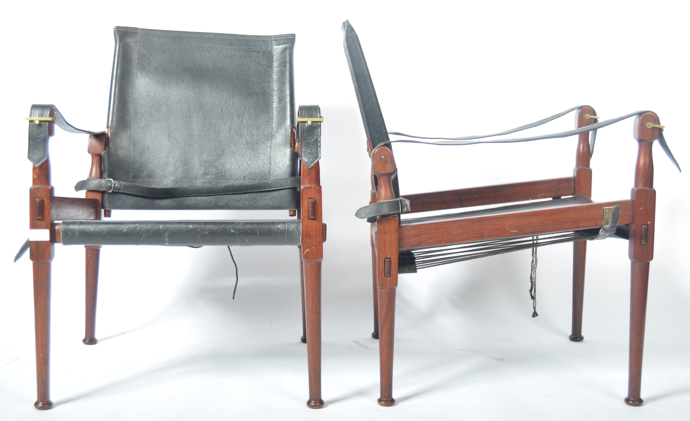 M. HAYAT & BROS 1970'S PAIR OF TEAK AND LEATHER SAFARI CHAIRS - Image 10 of 13