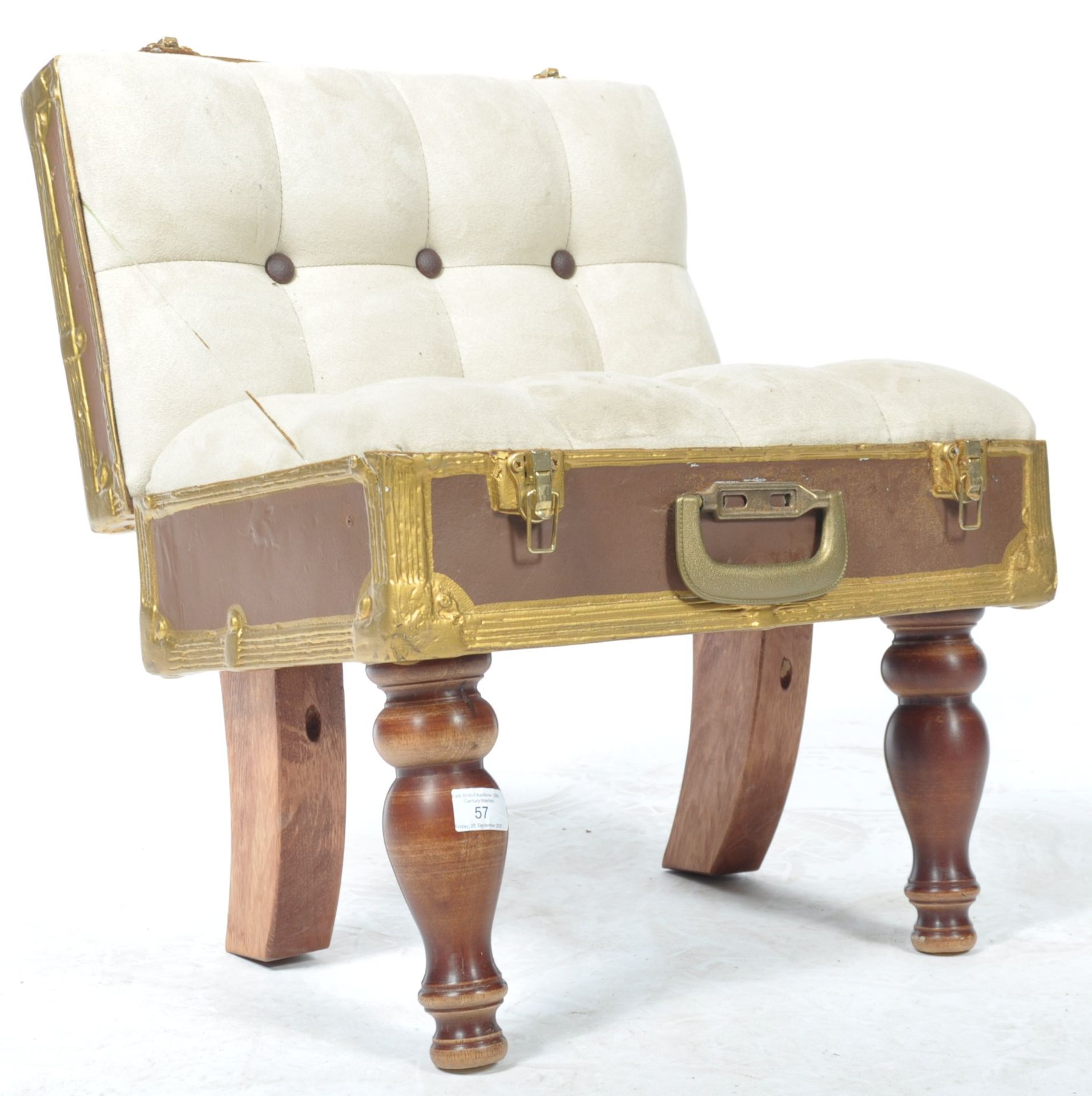 UNUSUAL BUTTON BACK CHAIR IN THE FORM A TRAVEL SUITCASE