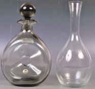 TWO HOLMEGAARD STUDIO ART GLASS DECANTERS