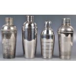GROUP OF FOUR 20TH CENTURY COCKTAIL SHAKERS INCLUDING TWO ART DECO EXAMPLES
