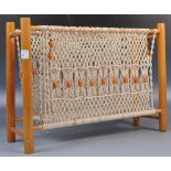 20TH CENTURY RETRO VINTAGE LIGHT OAK WOVEN MAGAZINE RACK