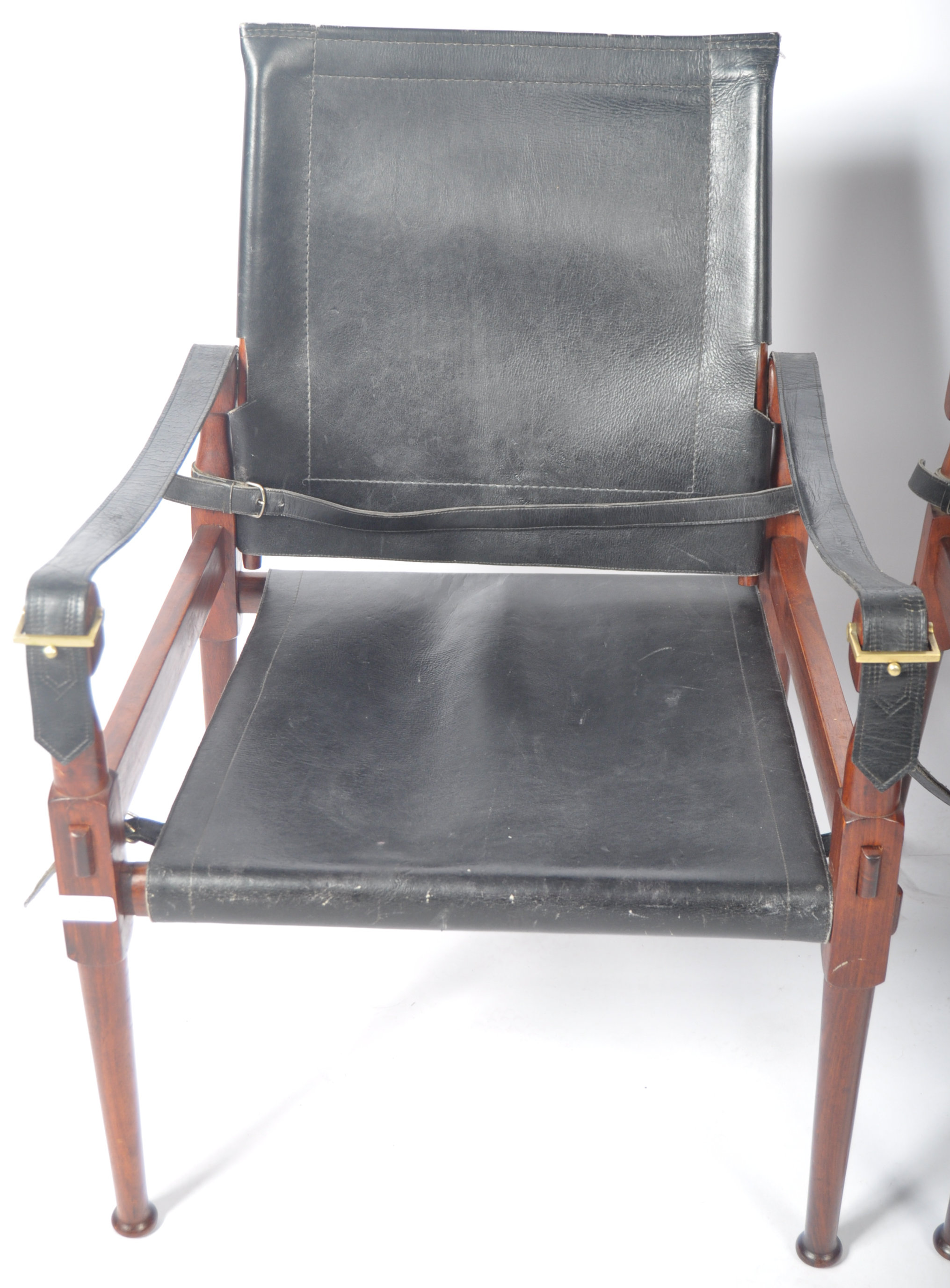 M. HAYAT & BROS 1970'S PAIR OF TEAK AND LEATHER SAFARI CHAIRS - Image 4 of 13