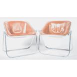 GIANCARLO PIRETTI FOR CASTELLI PAIR OF CHROME AND LEATHER FOLDING CHAIRS