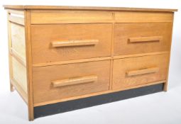 MID CENTURY GOLDEN OAK ARCHITECTS INDUSTRIAL PLAN CHEST OF DRAWERS