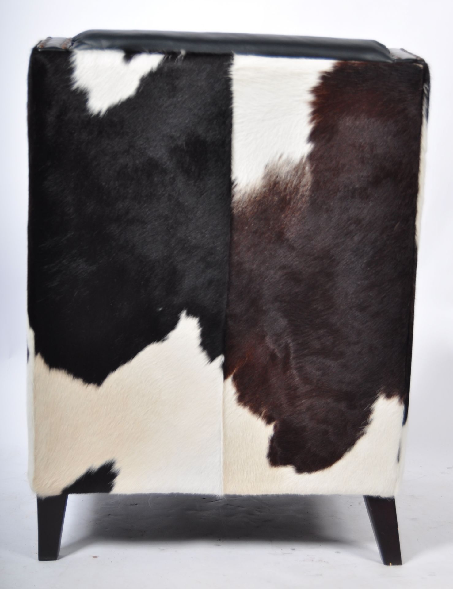 BLACK LEATHER AND COWHIDE UPHOLSTERED WINGBACK ARM - Image 6 of 6