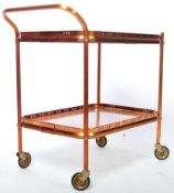 MID CENTURY COPPER EFFECT BRASS TWO TIER TEA TROLLEY