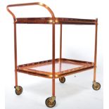 MID CENTURY COPPER EFFECT BRASS TWO TIER TEA TROLLEY