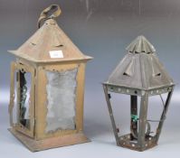 TWO EARLY 20TH CENTURY ARTS AND CRAFTS COPPER LANTERNS