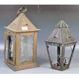 TWO EARLY 20TH CENTURY ARTS AND CRAFTS COPPER LANTERNS