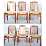 SET OF SIX MID CENTURY MODERN DANISH TEAK WOOD DINING CHAIRS