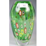 MURANO MILLEFIORI GREEN LOBED VASE