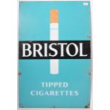 BRISTOL TIPPED CIGARETTES ENAMELED ADVERTISING POINT OF SALE SIGN