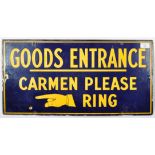 GOODS ENTRANCE EARLY 20TH ENAMELED SIGN