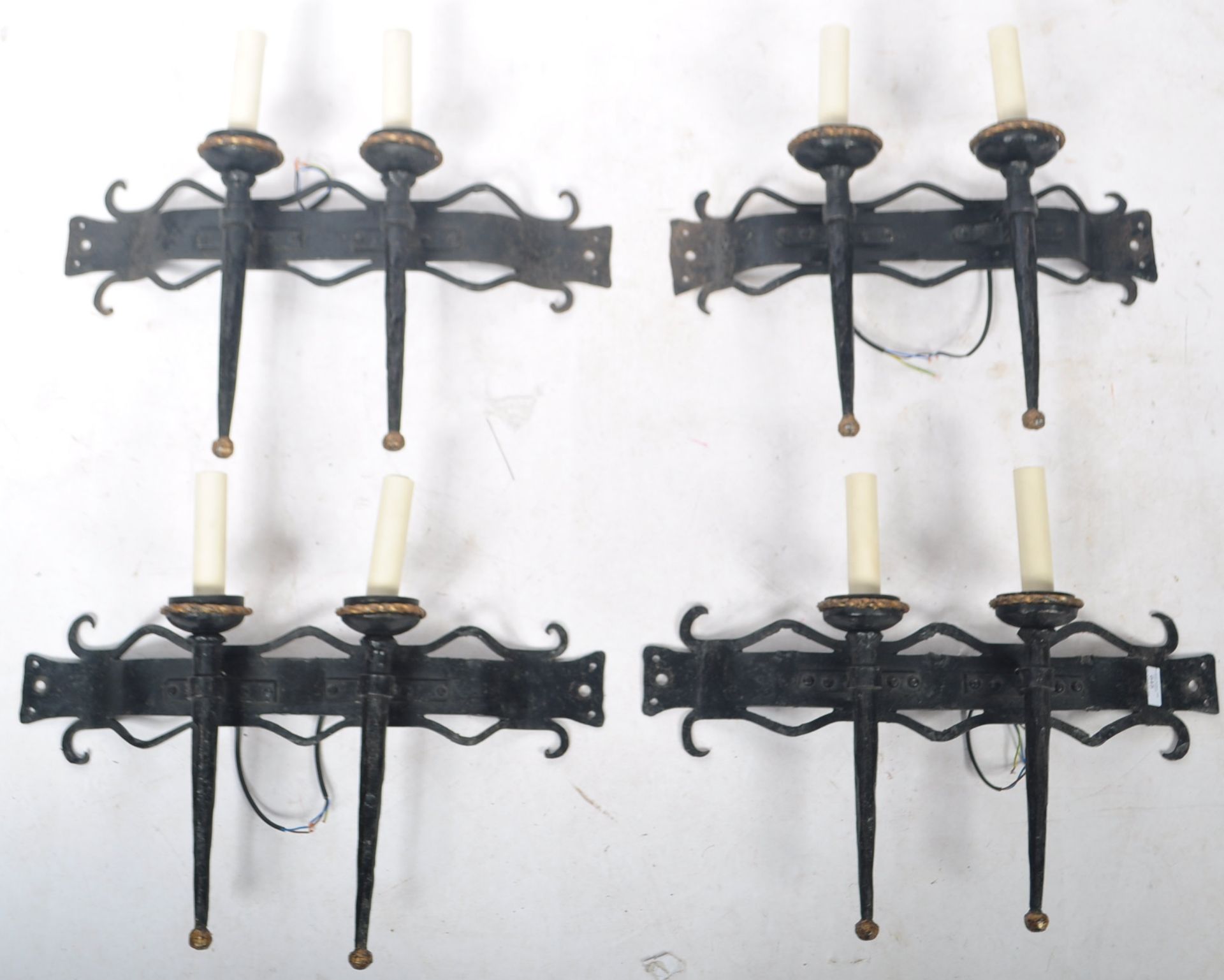 SET OF FOUR ANTIQUE GOTHIC REVIVAL WALL LIGHT SCONCES - Image 2 of 6
