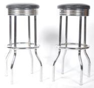 SOUDEX VINYL PAIR OF TUBULAR CHROME BAR STOOLS