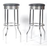 SOUDEX VINYL PAIR OF TUBULAR CHROME BAR STOOLS