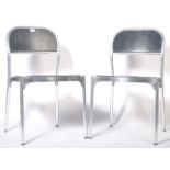 METALMOBIL ITALIAN MADE PAIR OF STACKING TUBULAR DINING CAFE CHAIRS