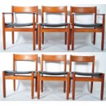 SUPERB SET OF SIX DANISH TEAK WOOD DINING CHAIRS WITH TWO CARVERS