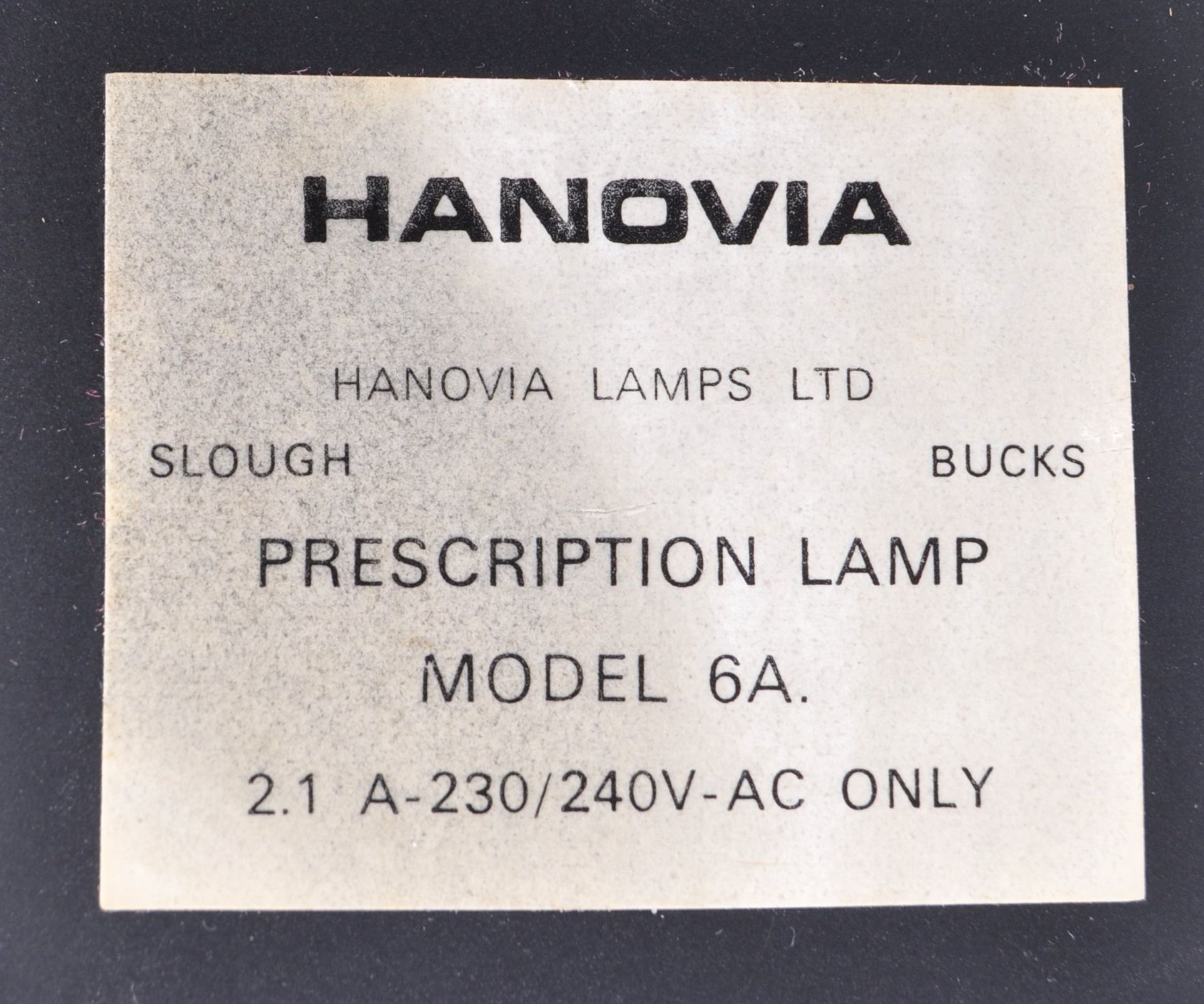 HANOVIA MODEL 6A MID CENTURY ULTRAVIOLET LAMP LIGHT IN ORIGINAL COLOUR - Bild 6 aus 6