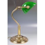 VINTAGE BRASS AND GREEN GLASS BANKERS DESK LAMP