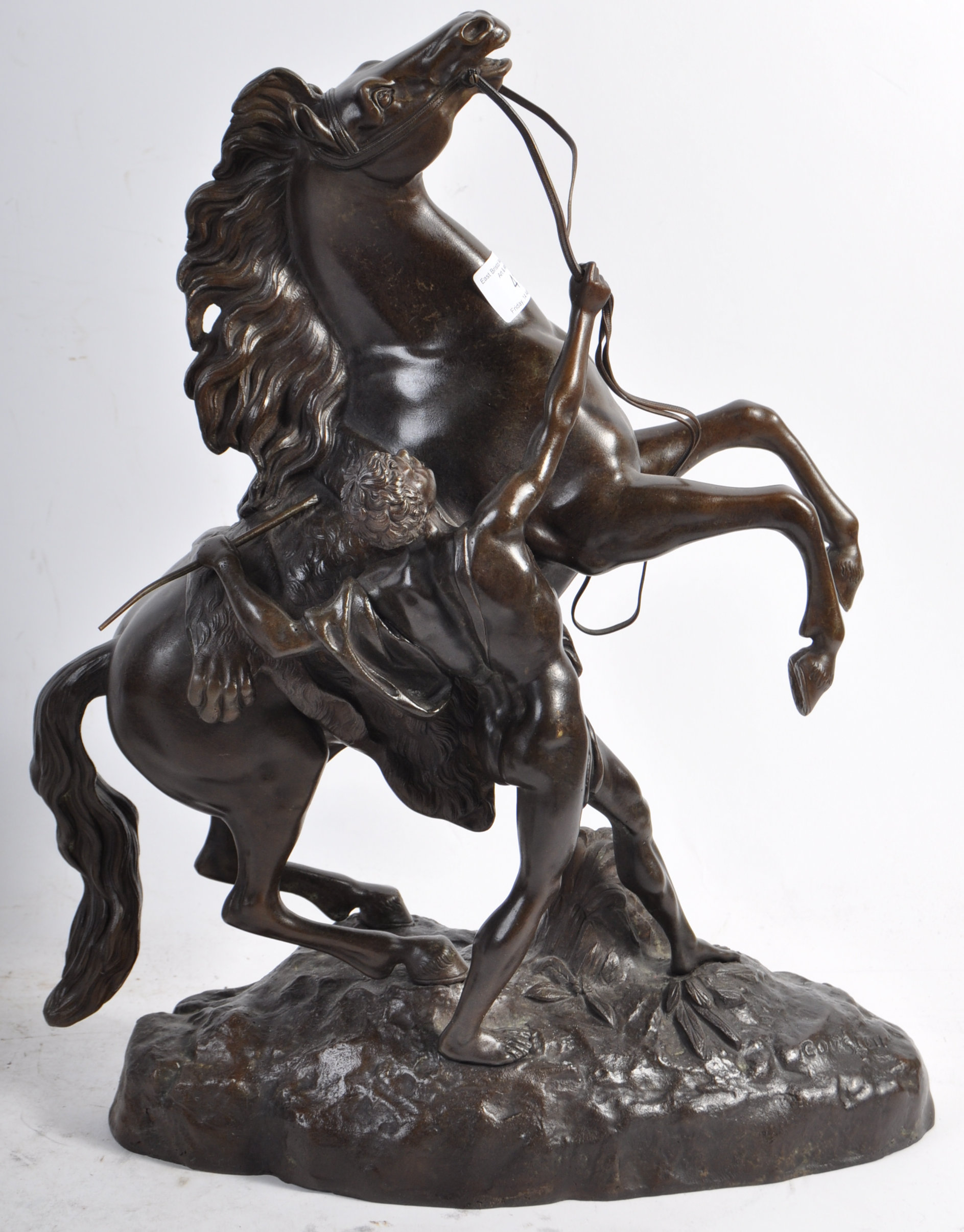 PAIR OF FRENCH ANTIQUE BRONZE MARLY HORSES AFTER COUSTOU - Image 3 of 14