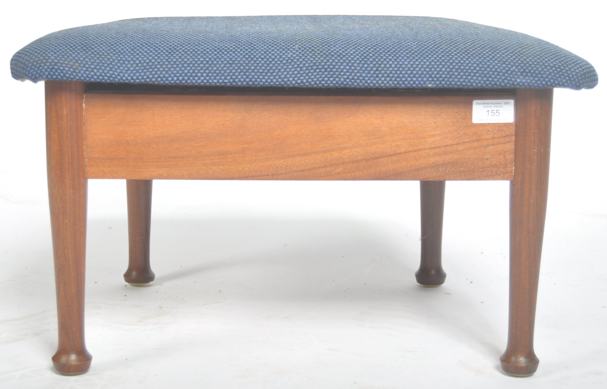 GREAVES & THOMAS TEAK FRAMED FOOTSTOOL / OTTOMAN - Image 2 of 7