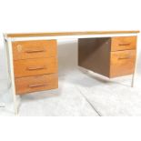 MID CENTURY AIR MINISTRY STYLE PEDESTAL DESK BY RONEO VICKERS