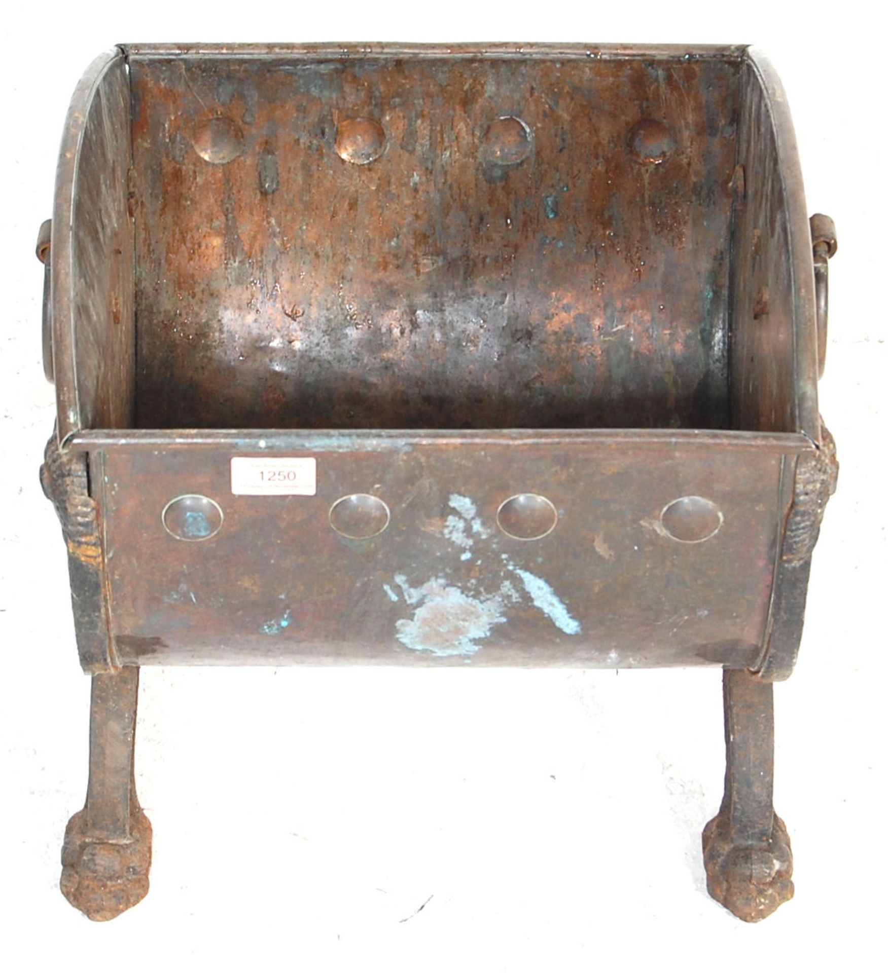 VICTORIAN 19TH CENTURY CAST IRON AND COPPER COAL SCUTTLE - Bild 4 aus 5