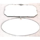TWO ART DECO STYLE WALL HANGING MIRRORS