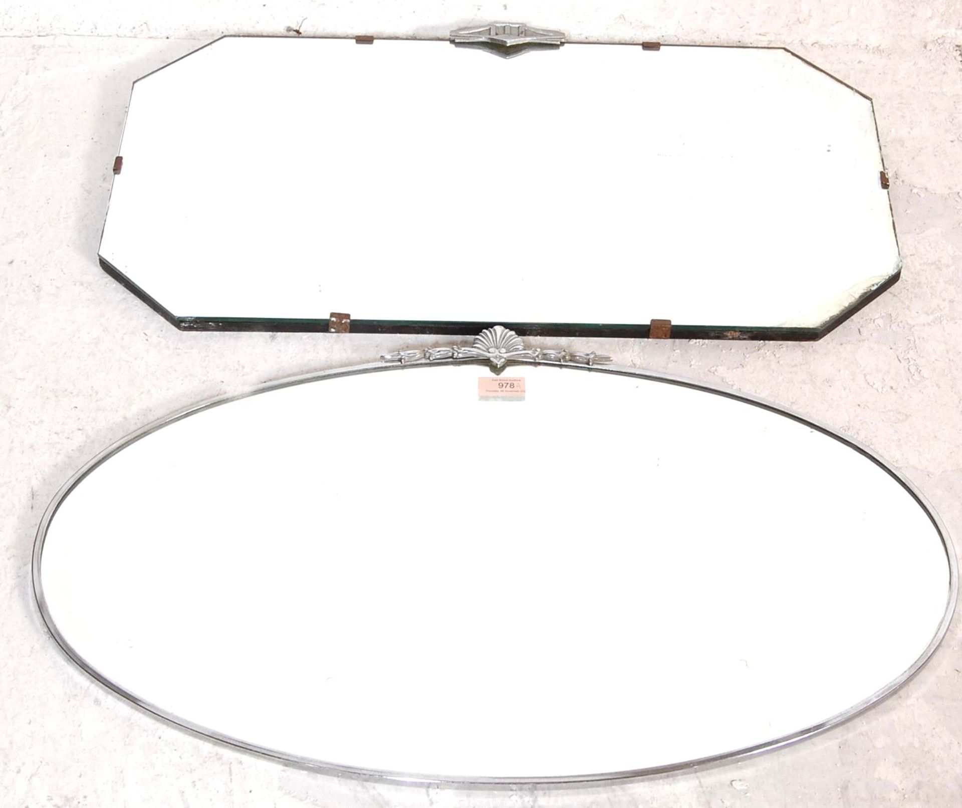 TWO ART DECO STYLE WALL HANGING MIRRORS