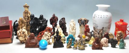 COLLECTION OF CHINESE RESIN CAST OKIMONO AND OTHERS