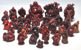 COLLECTION OF CHINESE RESIN CAST CINNABAR NETSUKE ETC